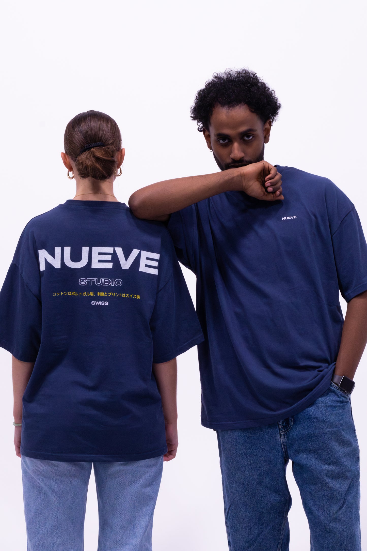 W/24 T-shirt imprimé oversized bleu NUEVE STUDIO